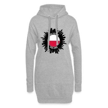 Bialystok Skyline Pologne Flag Souvenir de voyage - Sweat-shirt à capuche long Femme - gris chiné - Devant