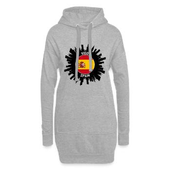 Vigo Skyline Spanien Flagge Reise-Souvenir - Hoodie-Kleid - Grau meliert - Vorne