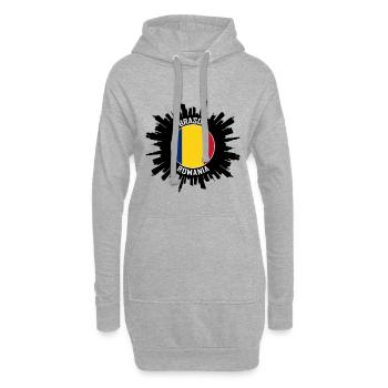 Brasov Skyline Roumanie Flag Souvenir de voyage - Sweat-shirt à capuche long Femme - gris chiné - Devant