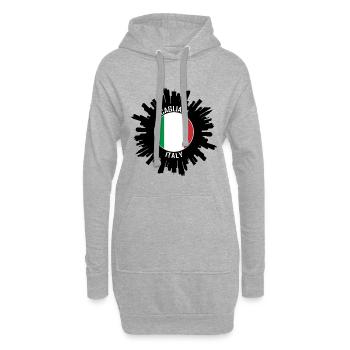 Cagliari Skyline Italie Flag Souvenir de voyage - Sweat-shirt à capuche long Femme - gris chiné - Devant