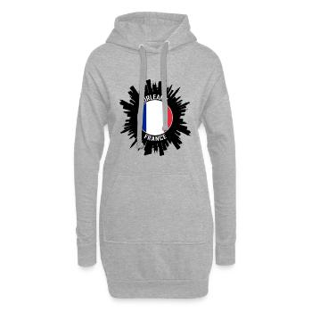 Orleans Skyline France Flag Souvenir de voyage - Sweat-shirt à capuche long Femme - gris chiné - Devant