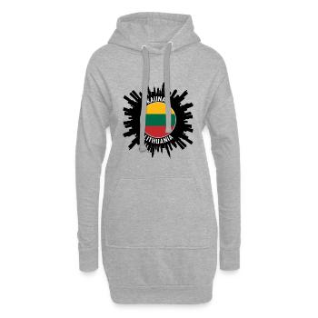 Kaunas Skyline Lituanie Flag Souvenir de voyage - Sweat-shirt à capuche long Femme - gris chiné - Devant