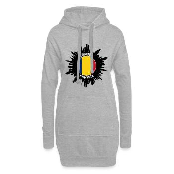 Craiova Skyline Roumanie Flag Souvenir de voyage - Sweat-shirt à capuche long Femme - gris chiné - Devant