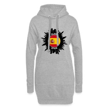 Gijon Skyline Spanien Flagge Reise Souvenir - Hoodie-Kleid - Grau meliert - Vorne