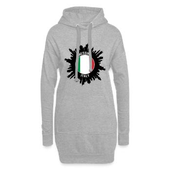Messine Skyline Italie Flag Souvenir de voyage - Sweat-shirt à capuche long Femme - gris chiné - Devant