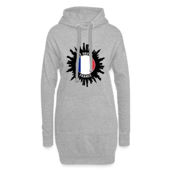 Le Havre Skyline France Flag Souvenir de voyage - Sweat-shirt à capuche long Femme - gris chiné - Devant