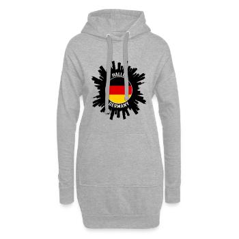 Halle Skyline Allemagne Flag Souvenir de voyage - Sweat-shirt à capuche long Femme - gris chiné - Devant