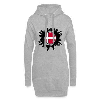 Aarhus Skyline Danemark Flag Souvenir de voyage - Sweat-shirt à capuche long Femme - gris chiné - Devant