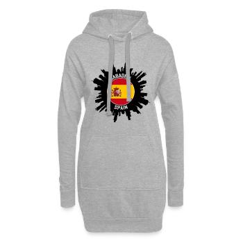 Sabadell Skyline Espagne Flag Souvenir de voyage - Sweat-shirt à capuche long Femme - gris chiné - Devant