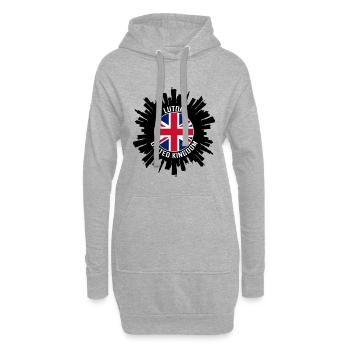 Luton Skyline UK Flagge Reise-Souvenir - Hoodie-Kleid - Grau meliert - Vorne