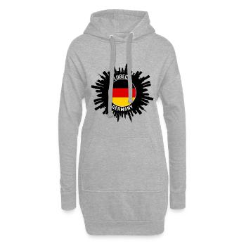 Lübeck Skyline Deutschland Flagge Reise-Souvenir - Hoodie-Kleid - Grau meliert - Vorne