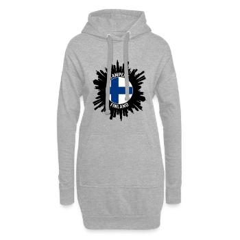 Tampere Skyline Finland Flag Souvenir de voyage - Sweat-shirt à capuche long Femme - gris chiné - Devant