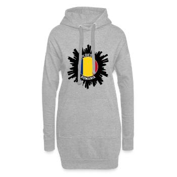 Ploiesti Skyline Roumanie Flag Souvenir de voyage - Sweat-shirt à capuche long Femme - gris chiné - Devant