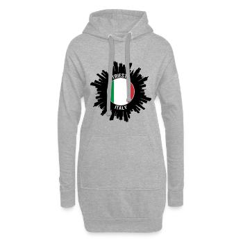 Trieste Skyline Italie Flag Souvenir de voyage - Sweat-shirt à capuche long Femme - gris chiné - Devant