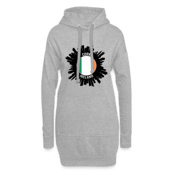 Cork Skyline Irlande Flag Souvenir de voyage - Sweat-shirt à capuche long Femme - gris chiné - Devant