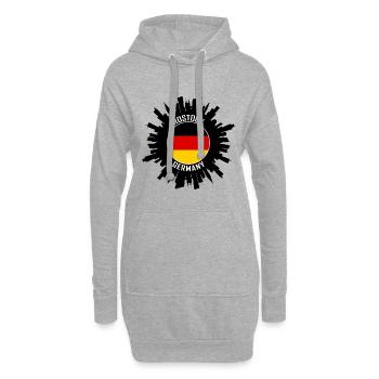 Rostock Skyline Allemagne Flag Souvenir de voyage - Sweat-shirt à capuche long Femme - gris chiné - Devant