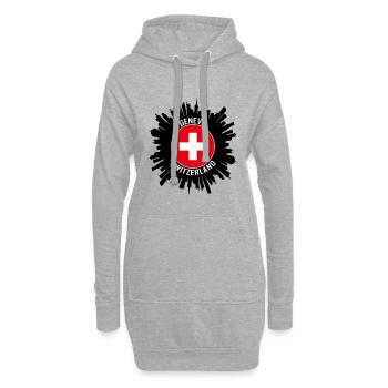 Genève Skyline Suisse Flag Souvenir de voyage - Sweat-shirt à capuche long Femme - gris chiné - Devant