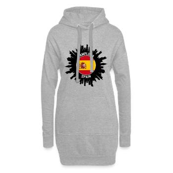 Pamplona Skyline Spanien Flagge Reise-Souvenir - Hoodie-Kleid - Grau meliert - Vorne