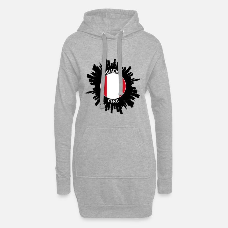 Huacho Skyline Peru Flagge Reise Souvenir - Hoodie-Kleid - Grau meliert