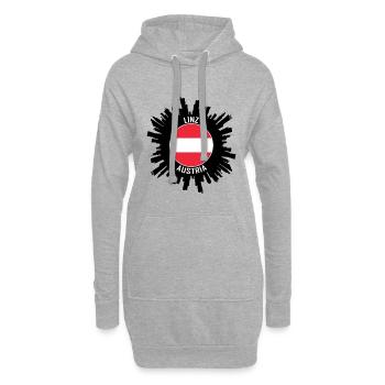 Linz Skyline Autriche Flag Souvenir de voyage - Sweat-shirt à capuche long Femme - gris chiné - Devant