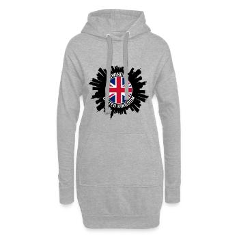 Swindon Skyline UK Flagge Reise-Souvenir - Hoodie-Kleid - Grau meliert - Vorne