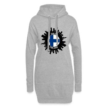 Oulu Skyline Finlande Flag Souvenir de voyage - Sweat-shirt à capuche long Femme - gris chiné - Devant