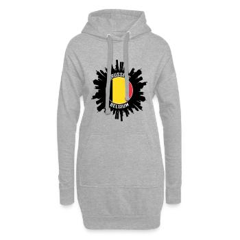 Bruxelles Skyline Belgique Flag Souvenir de voyage - Sweat-shirt à capuche long Femme - gris chiné - Devant
