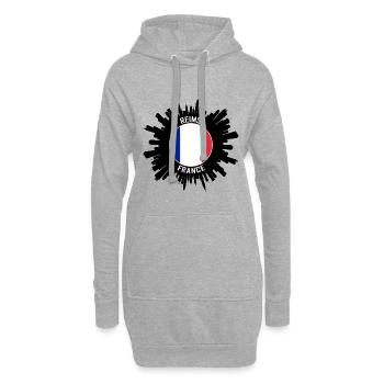 Reims Skyline Frankreich Flagge Reise-Souvenir - Hoodie-Kleid - Grau meliert - Vorne