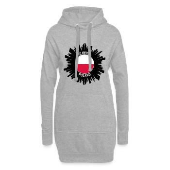 Gliwice Skyline Pologne Flag Souvenir de voyage - Sweat-shirt à capuche long Femme - gris chiné - Devant