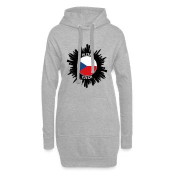Pilsen Skyline Tschechische Flagge Reise-Souvenir - Hoodie-Kleid - Grau meliert - Vorne