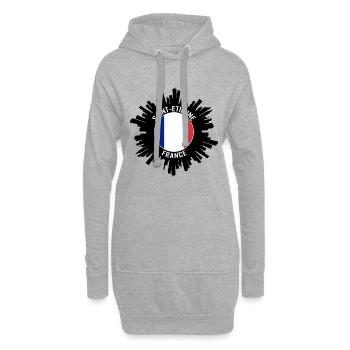 Saint Etienne Skyline France Flag Souvenir de voyage - Sweat-shirt à capuche long Femme - gris chiné - Devant