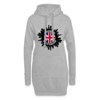 Warrington Skyline UK Flagge Reise-Souvenir - Hoodie-Kleid - Grau meliert - Vorne
