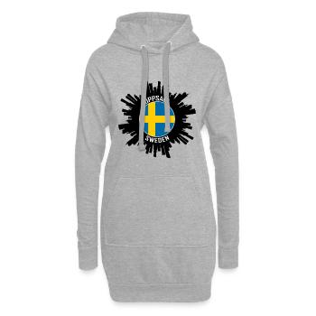 Uppsala Skyline Suède Flag Souvenir de voyage - Sweat-shirt à capuche long Femme - gris chiné - Devant