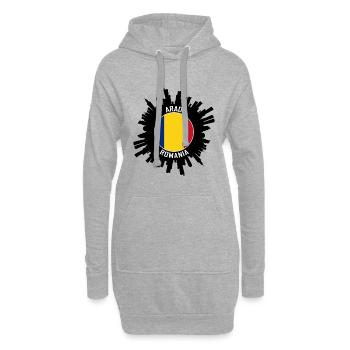 Arad Skyline Roumanie Flag Souvenir de voyage - Sweat-shirt à capuche long Femme - gris chiné - Devant