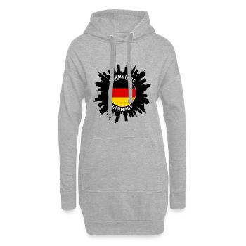 Darmstadt Skyline Allemagne Flag Souvenir de voyage - Sweat-shirt à capuche long Femme - gris chiné - Devant