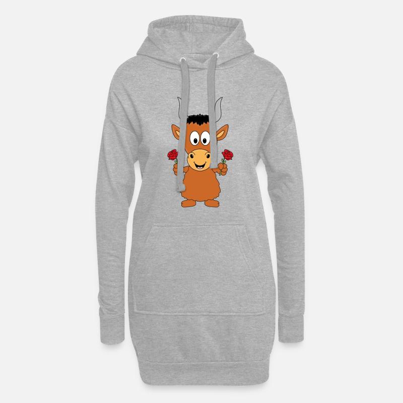 STIER - BULLE - BLUMEN - TIER - LIEBE - Hoodie-Kleid - Grau meliert