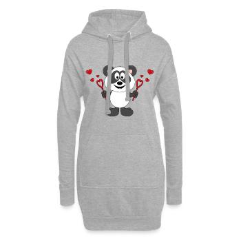 PANDA - BÄR - SEIFENBLASEN - LIEBE - LOVE - Hoodie-Kleid - Grau meliert - Vorne