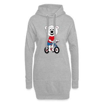 FAHRRAD - RAD - EISBÄR - TIER - KIND - BABY - Hoodie-Kleid - Grau meliert - Vorne