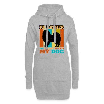 American Eskimo Dog Love Silhouette Vintage Sunset - Sweat-shirt à capuche long Femme - gris chiné - Devant