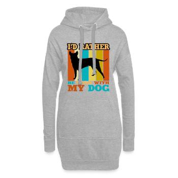 Blauer Paul Terrier Hund Liebe Silhouette Retro Sonnenuntergang - Hoodie-Kleid - Grau meliert - Vorne
