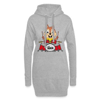 SCHLAGZEUG - MUSIK - TIER - BAND - ROCK - FUN - Hoodie-Kleid - Grau meliert - Vorne