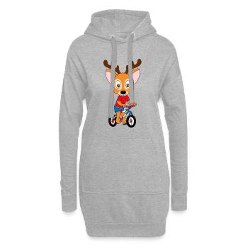 REH - FAHRRAD - RAD - RADFAHRER - TIER - Hoodie-Kleid - Grau meliert - Vorne