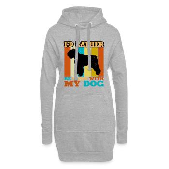 Bouvier Des Flandres Dog Silhouette Retro Coucher de Soleil - Sweat-shirt à capuche long Femme - gris chiné - Devant