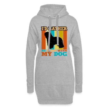 Cao da Serra de Aires Hund Silhouette Retro Sonnenuntergang - Hoodie-Kleid - Grau meliert - Vorne