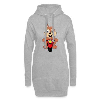 EICHHÖRNCHEN - MOTORRAD - BIKER - TIER - Hoodie-Kleid - Grau meliert - Vorne
