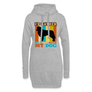 Berger Anglais Chien Amoureux Silhouette Rétro Coucher de soleil - Sweat-shirt à capuche long Femme - gris chiné - Devant