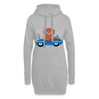 DINO - DINOSAURIER - AUTO - TIER - TIERISCH - Hoodie-Kleid - Grau meliert - Vorne