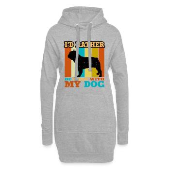 Amoureux du Bouledogue Français Silhouette Vintage Coucher de Soleil - Sweat-shirt à capuche long Femme - gris chiné - Devant