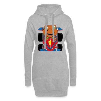 T-REX - DINOSAURIER - AUTO - RENNFAHRER - DINO - Hoodie-Kleid - Grau meliert - Vorne
