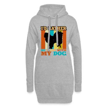 Japanischer Kinn Hund Liebhaber Silhouette Vintage Sonnenuntergang - Hoodie-Kleid - Grau meliert - Vorne